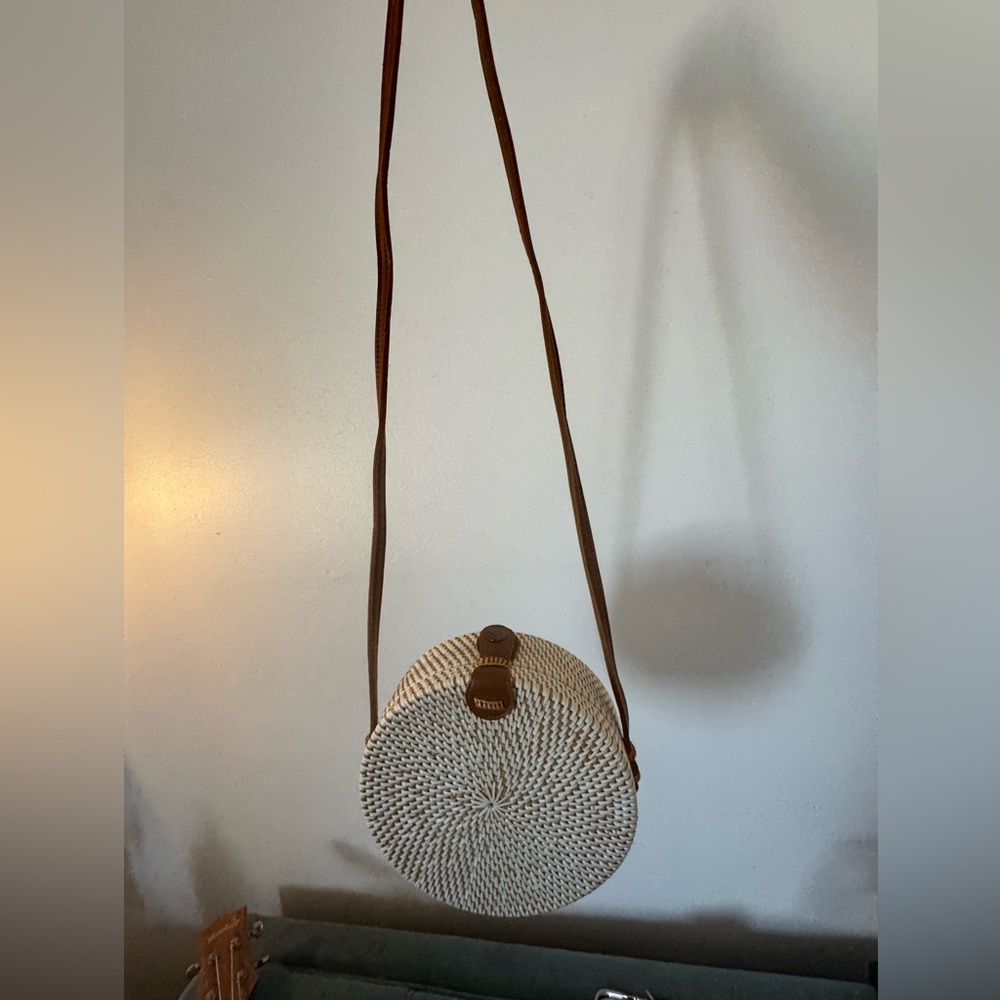 Cream and Brown Hobo Bag with Woven Design